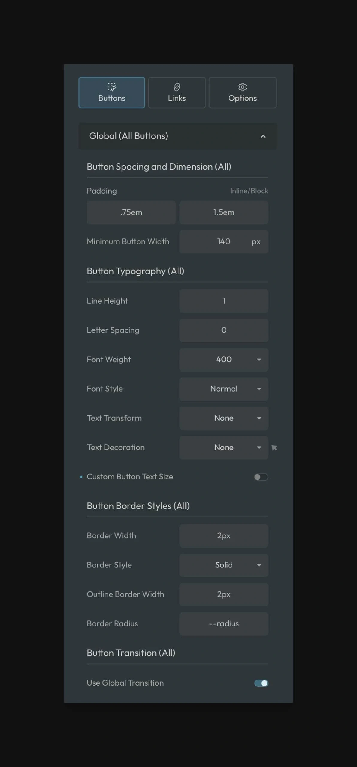 ACSS Global Button Styling Options