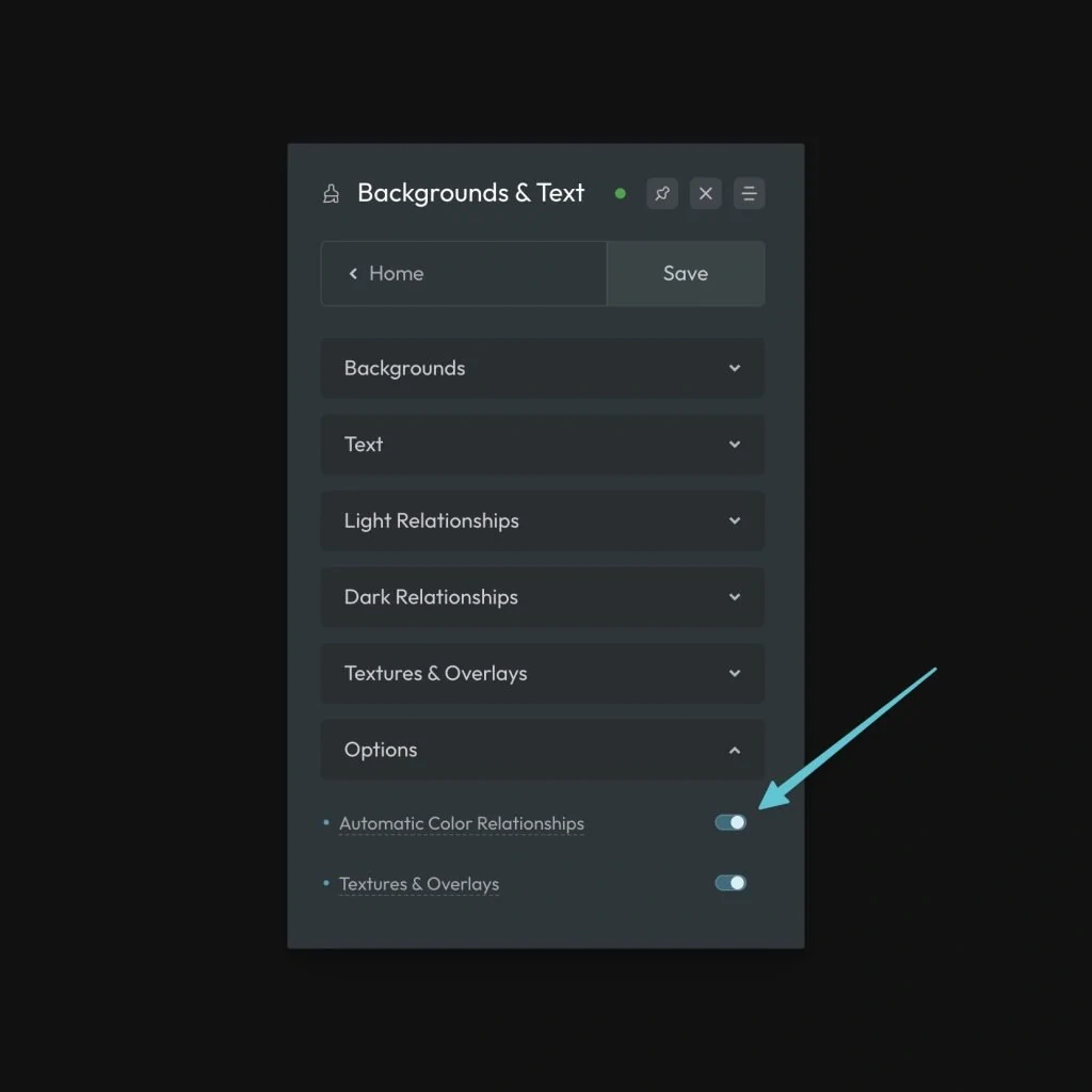Auto Color Relationships Option