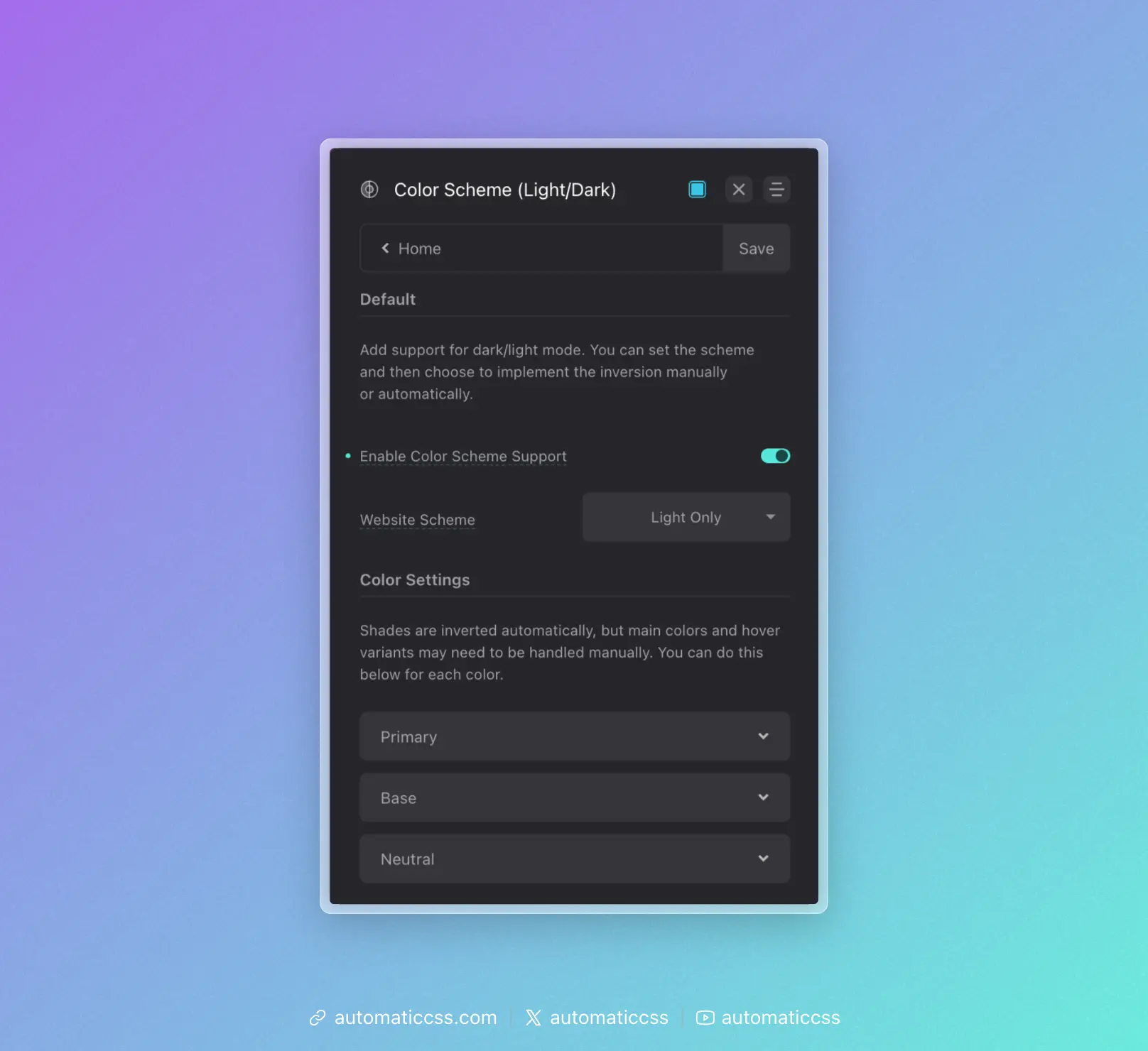 Color Scheme Panel