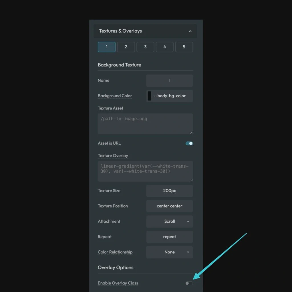 Enable Overlay Class on Textures