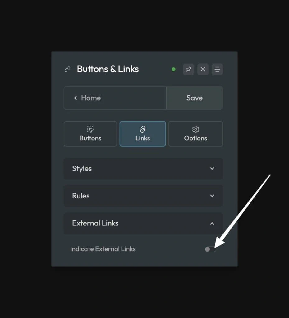 Indicate External Links Setting in ACSS