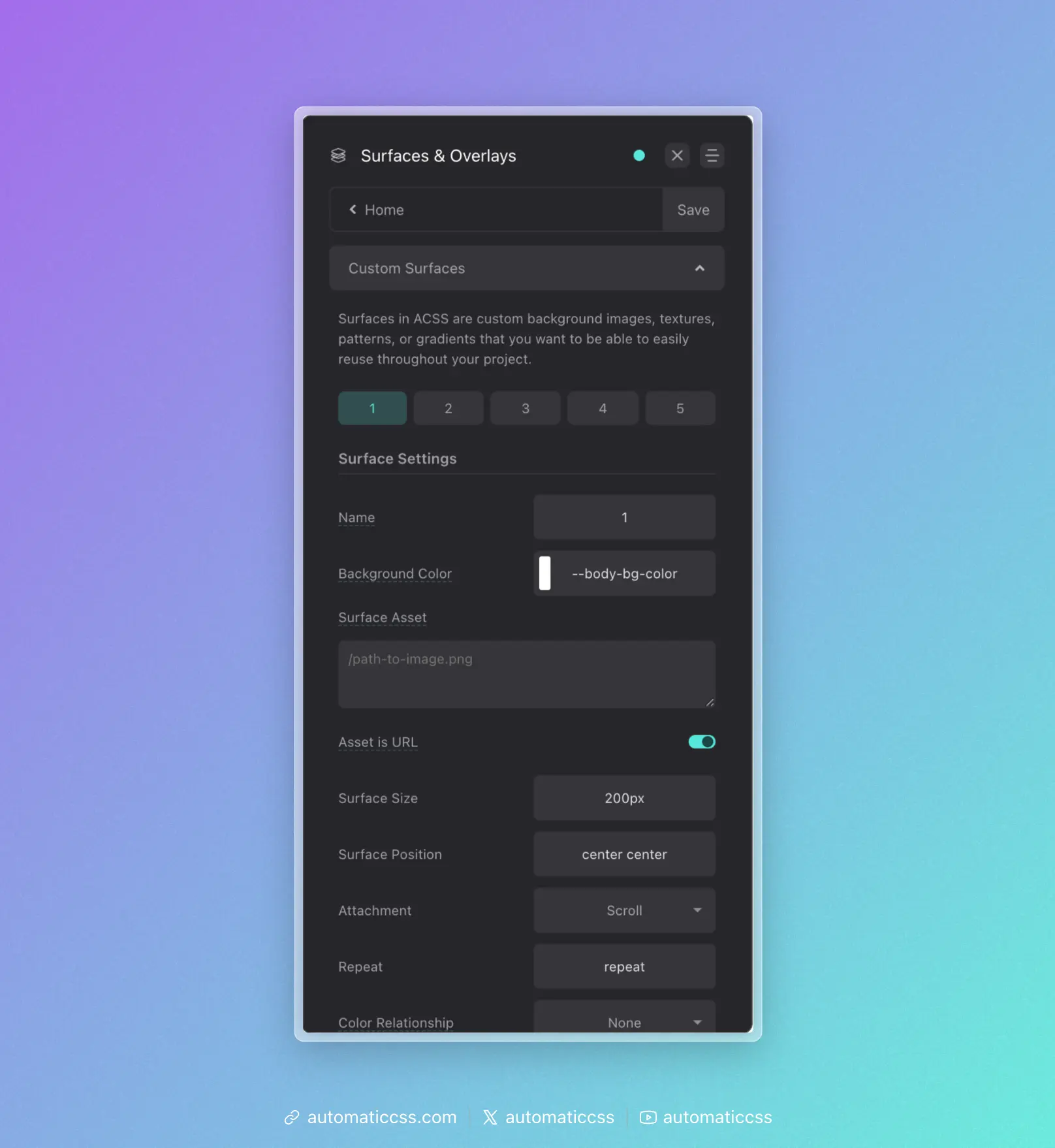 Surface Settings