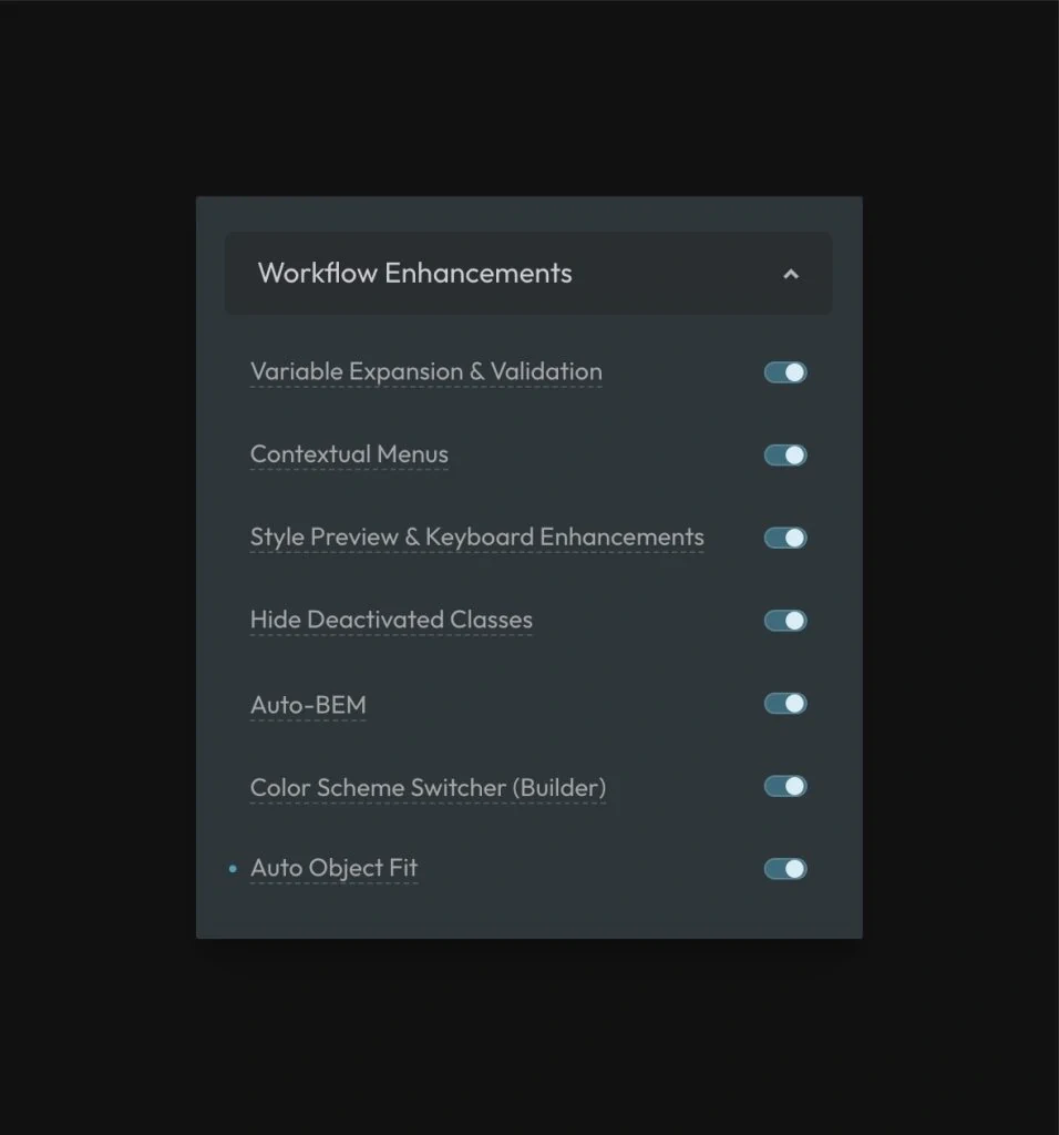 Workflow Enhancements Panel